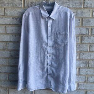 Johnson & Murphy Long Sleeve Button Up Collared 100% Linen Shirt Men's Size M